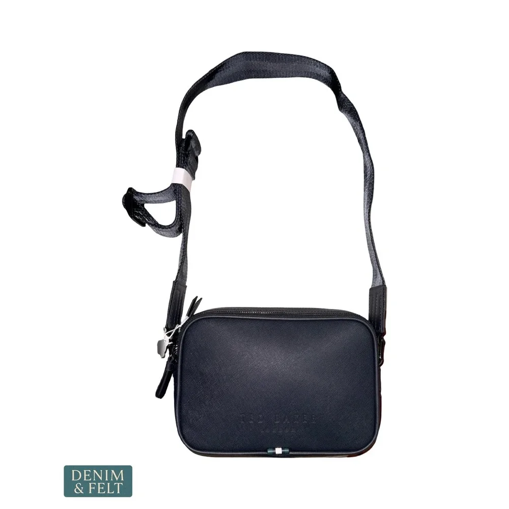 NEW Ted Baker Elgin Black Double Zip Crossbody Bag Travel Utility Minimalist
